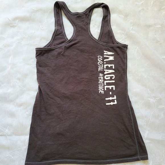 American Eagle Outfitters Y2K Gray Razor Back Tank Top Graphic Tee Womens S - Picture 5 of 8